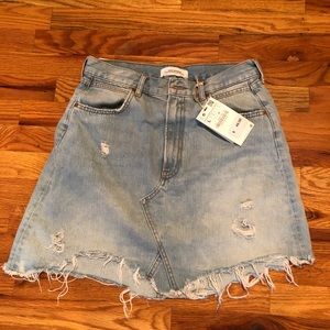 Zara distressed denim skirt